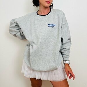 Vintage Nokia Racing Heather Gray Sweatshirt with Blue Logo